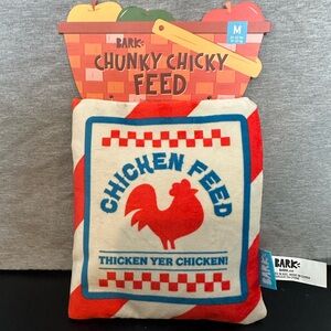 Bark Box M Chunky Chicky Feed Plush Dog Toy Chicken Multi-Part Crinkle New